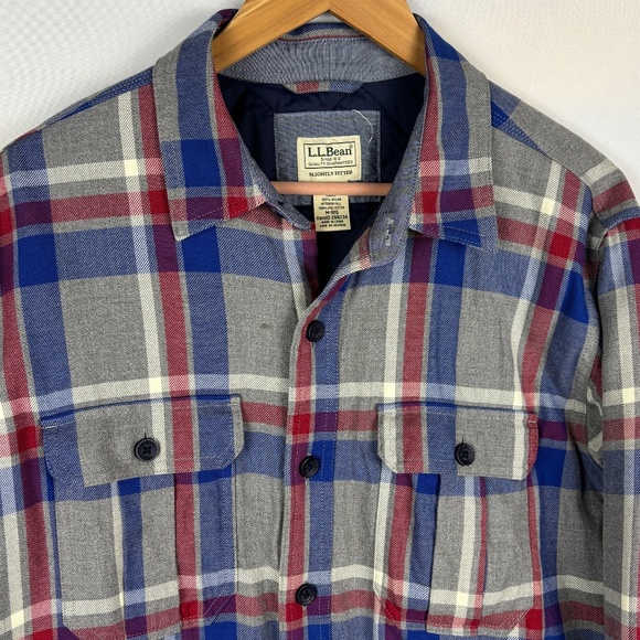 VTG L L Bean Mens Plaid Flannel Shirt Jacket Shacket Sz M Outdoor Lumberjack - Picture 2 of 9